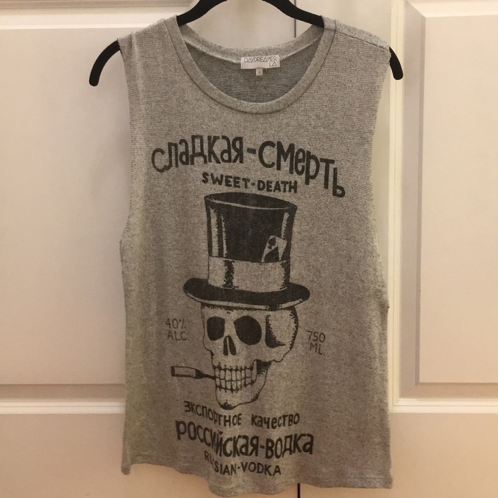 Russian skull tank- knit fabric